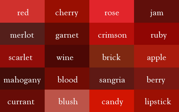 20 color names for red