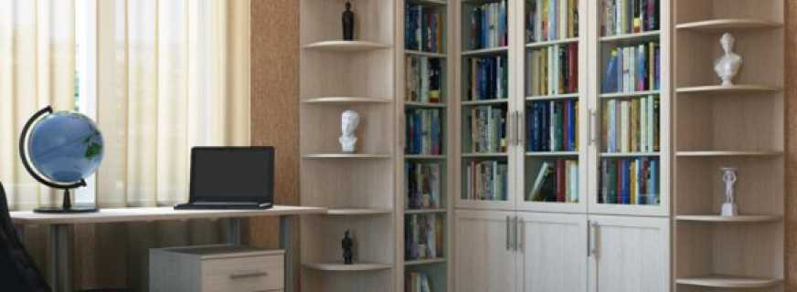 Какие существуют угловые книжные шкафы, и их особенности