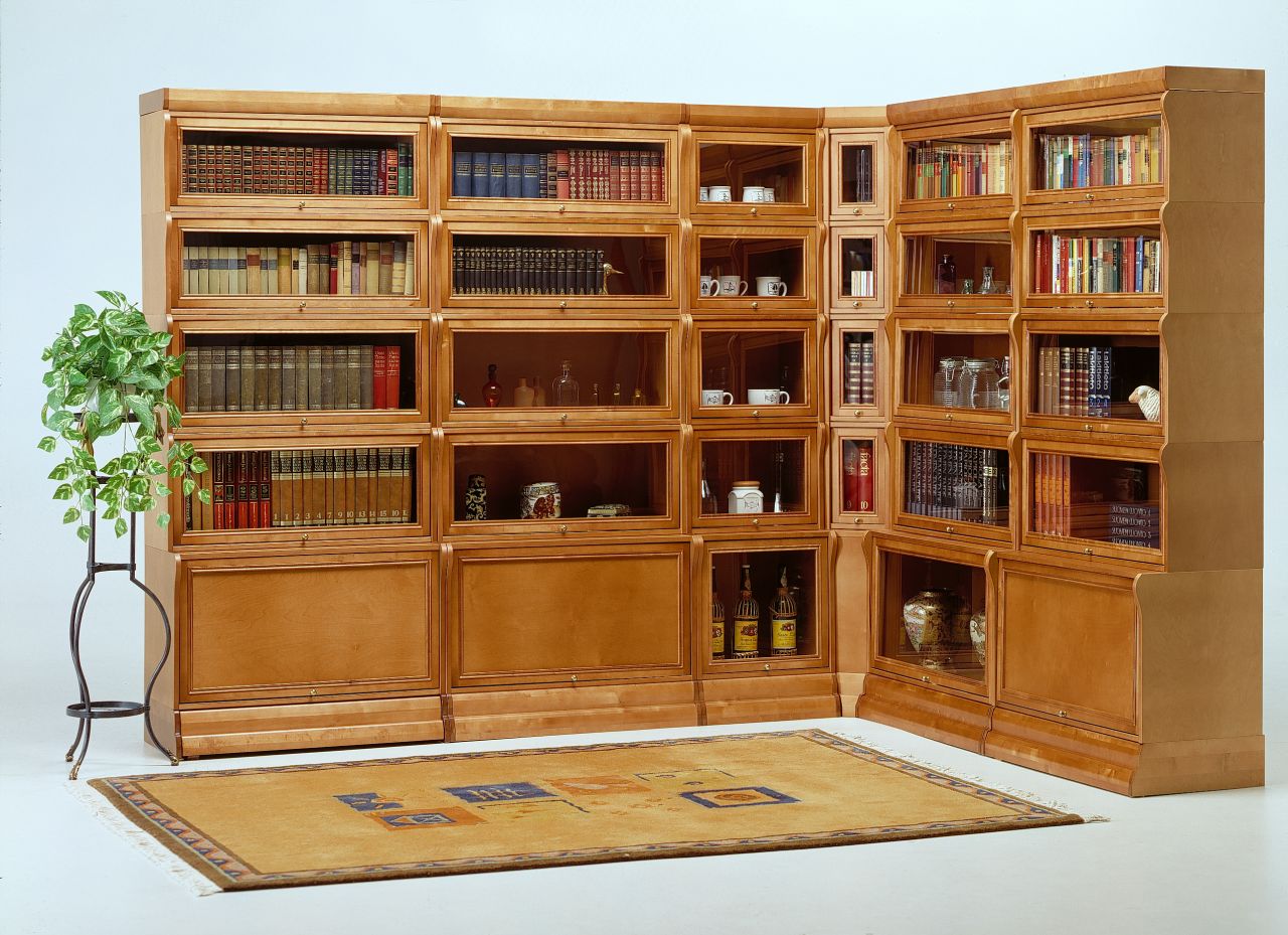 Современный угловой книжный шкаф