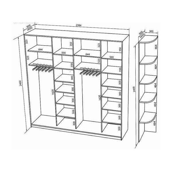 Размеры шкафа с полкой