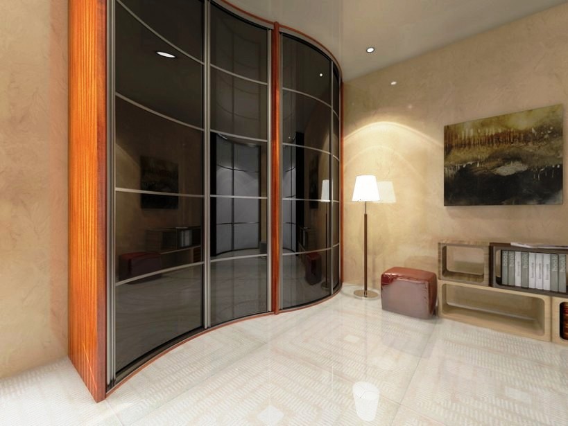 Радиусный шкаф в гостиную в современном стиле