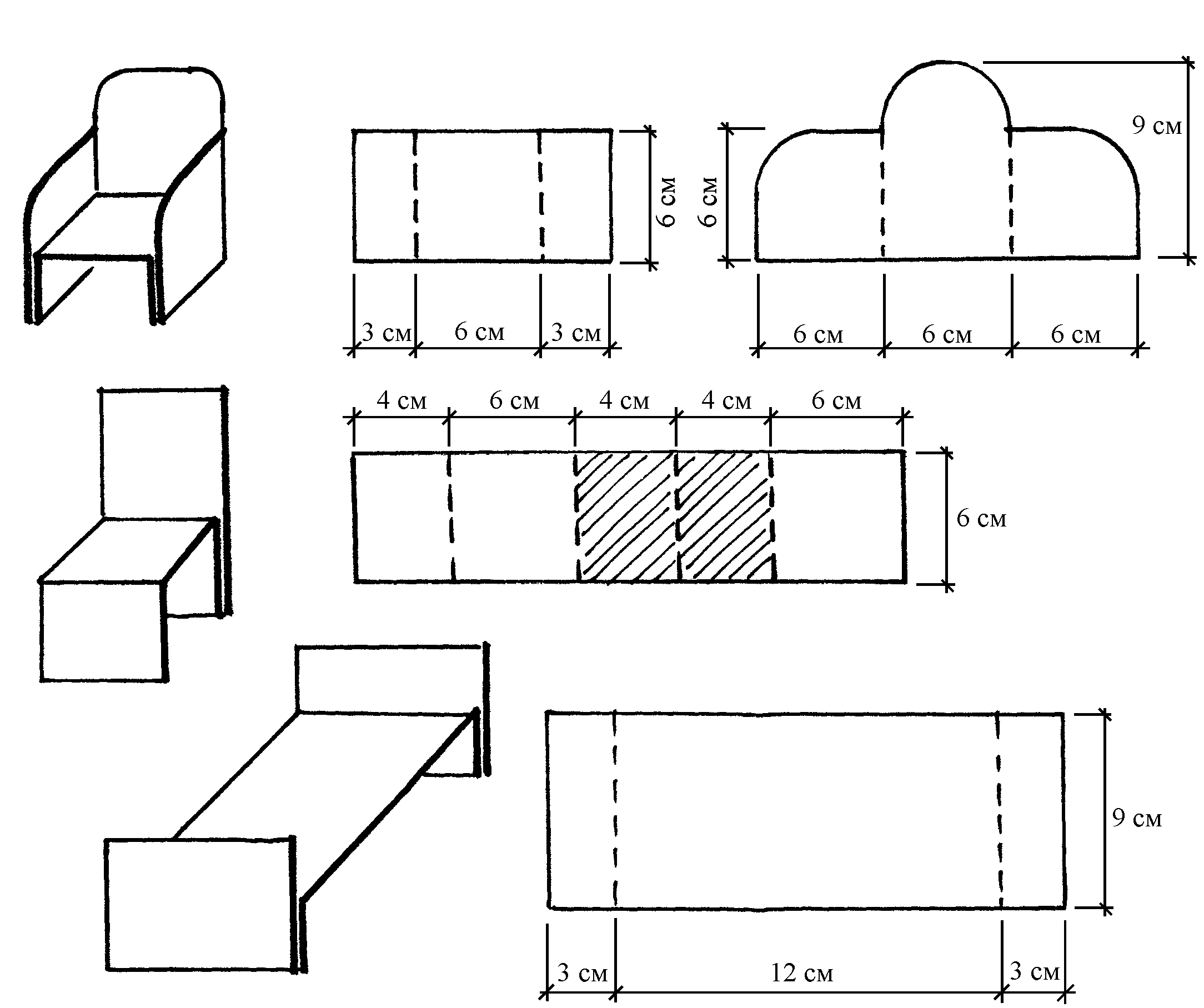 Схемы изготовления кукольной мебели из картона