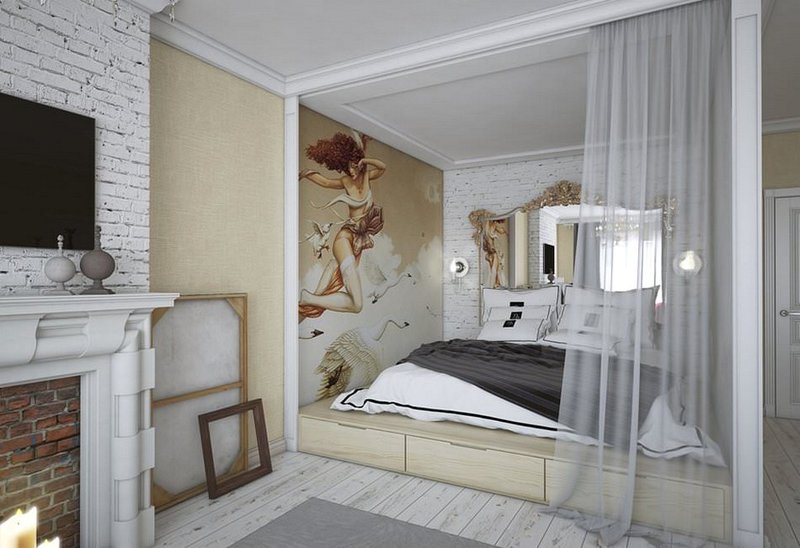 Удобная и функциональная кровать-подиум в спальне
