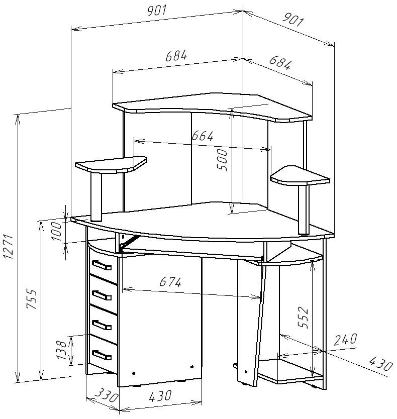 Схема стол угловой компьютерный стол