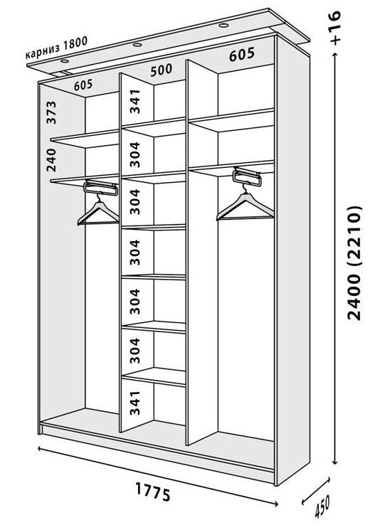 Шкаф распашной 1600 ширина
