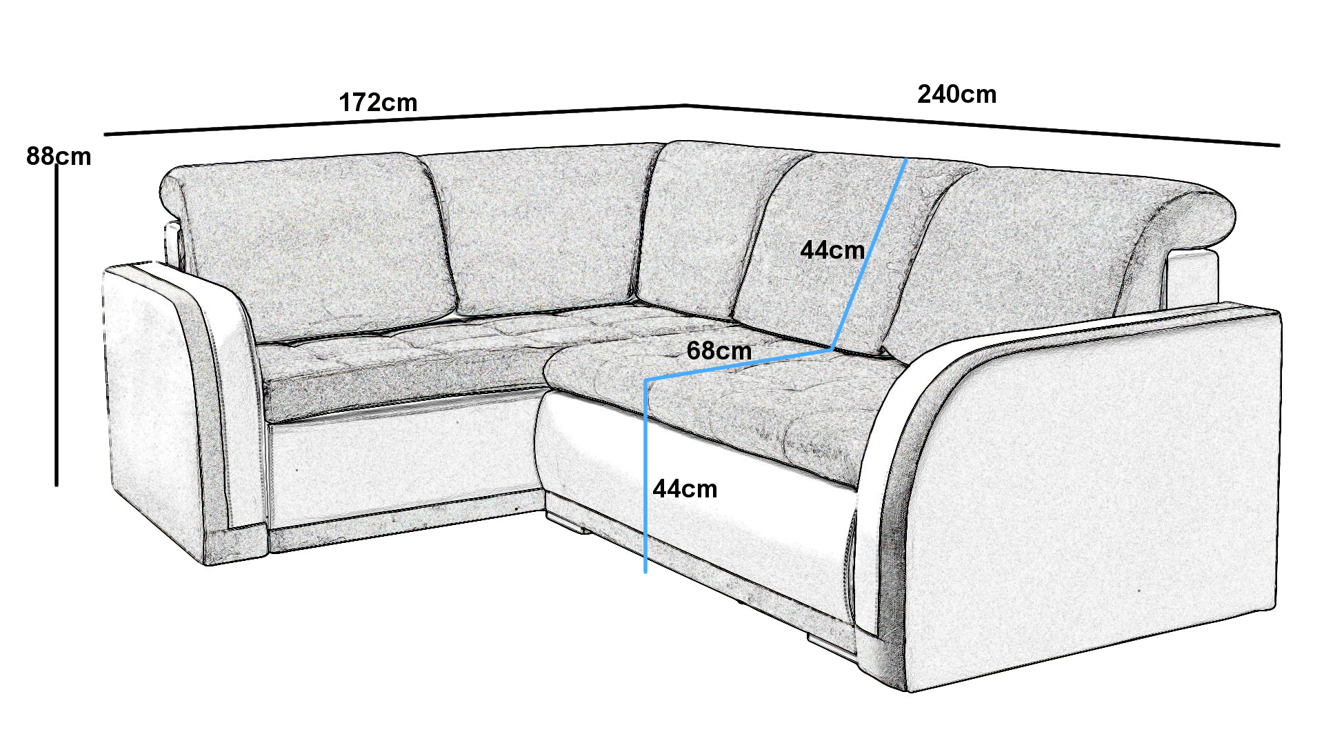 чертеж схема углового дивана