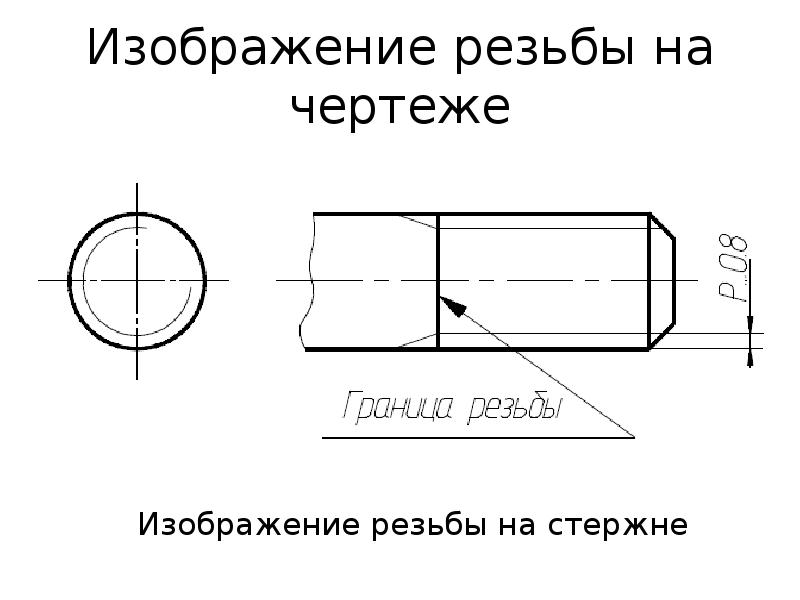 Чертеж оси с резьбой