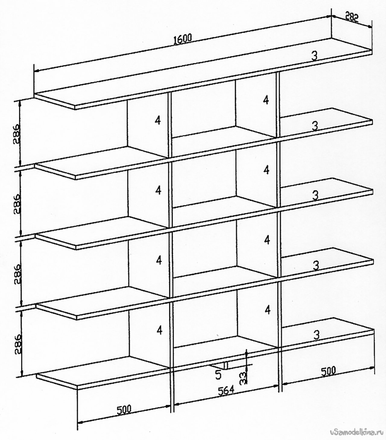 Стеллаж деревянный чертеж