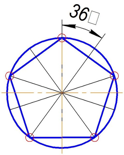 Как правильно нарисовать пятиугольник с помощью циркуля