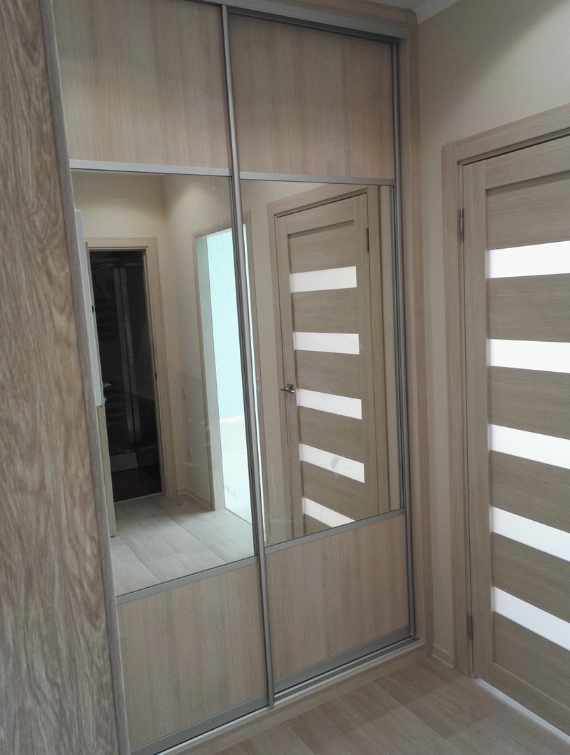 встроенный шкаф в прихожей с зеркальными дверями