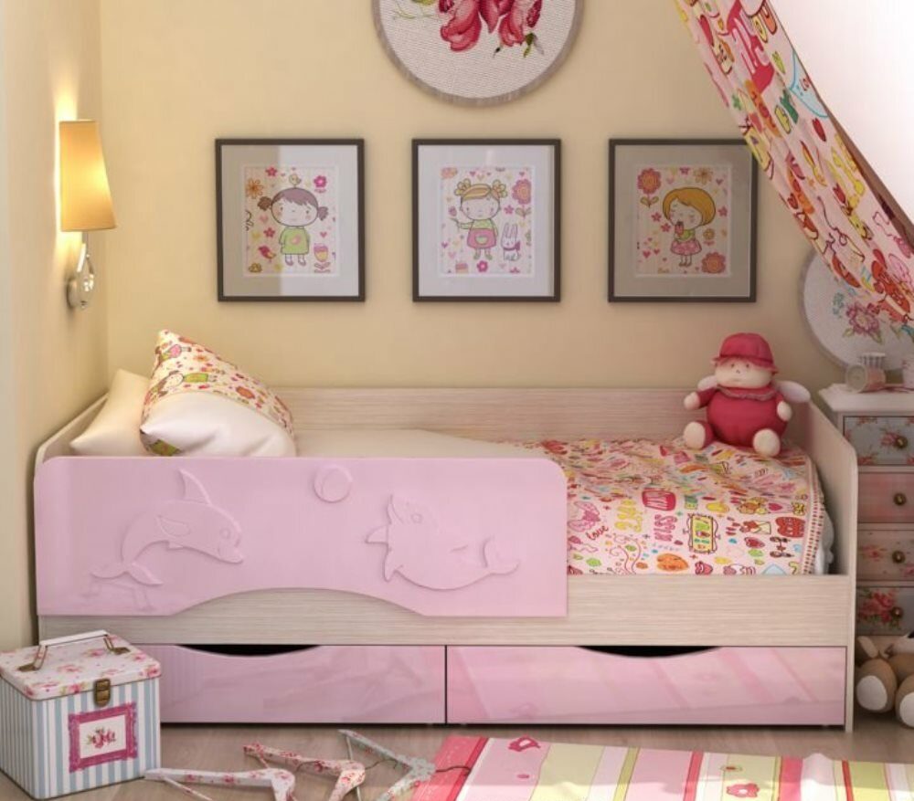 детская кровать дельфин розовая