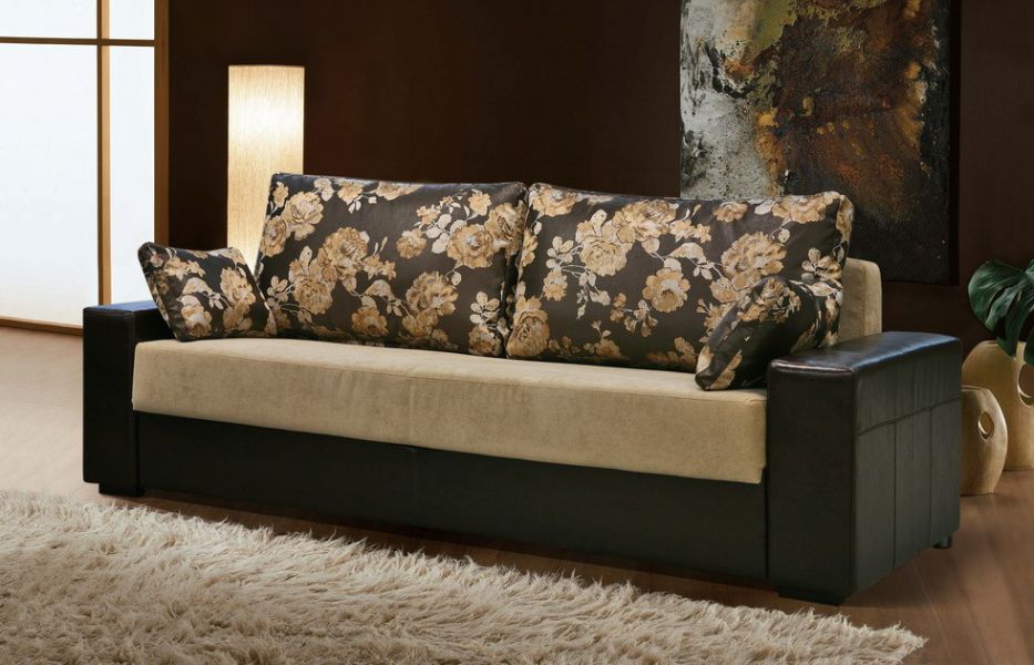 диван с комбинированной обивкой