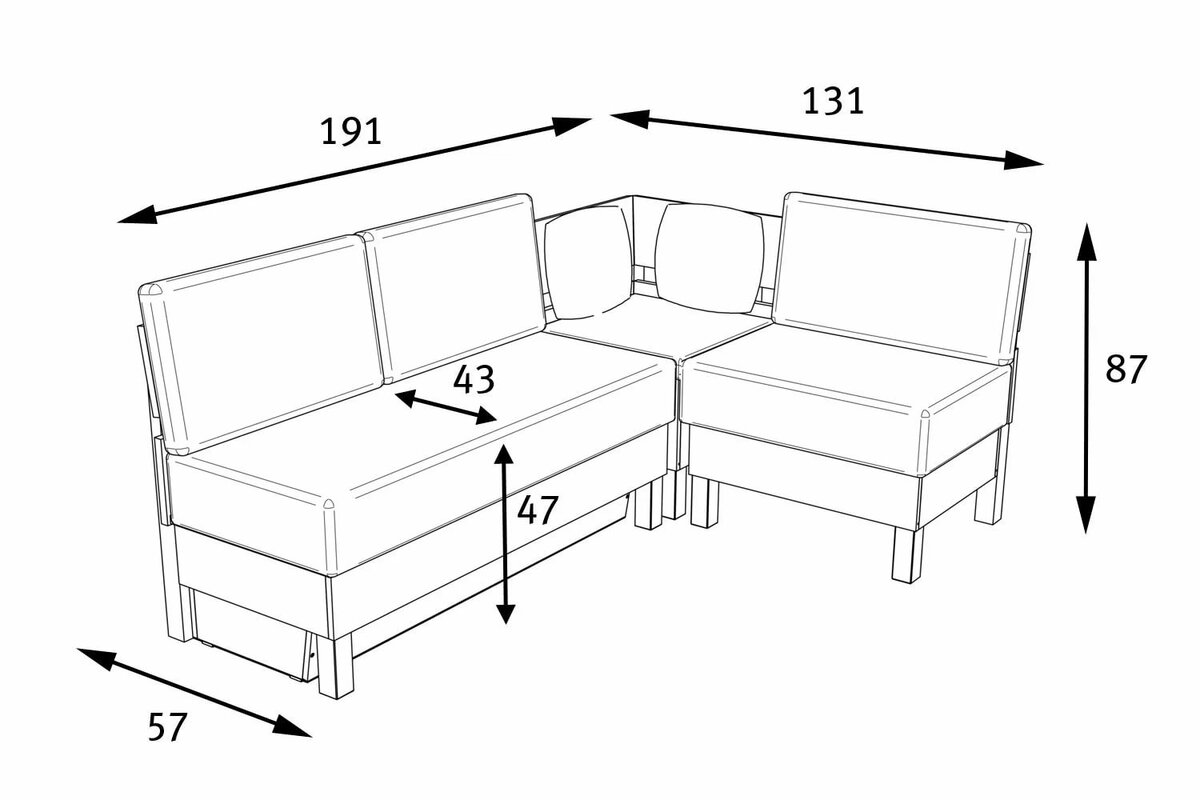 размеры углового дивана для кухни