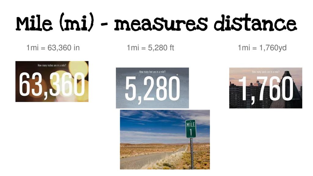 Mile (mi) - measures distance