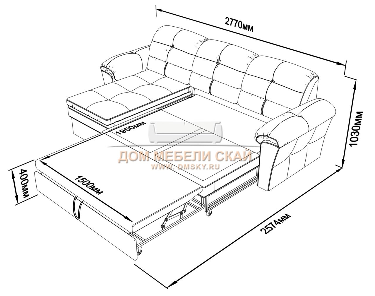 угловой диван раскладной размеры