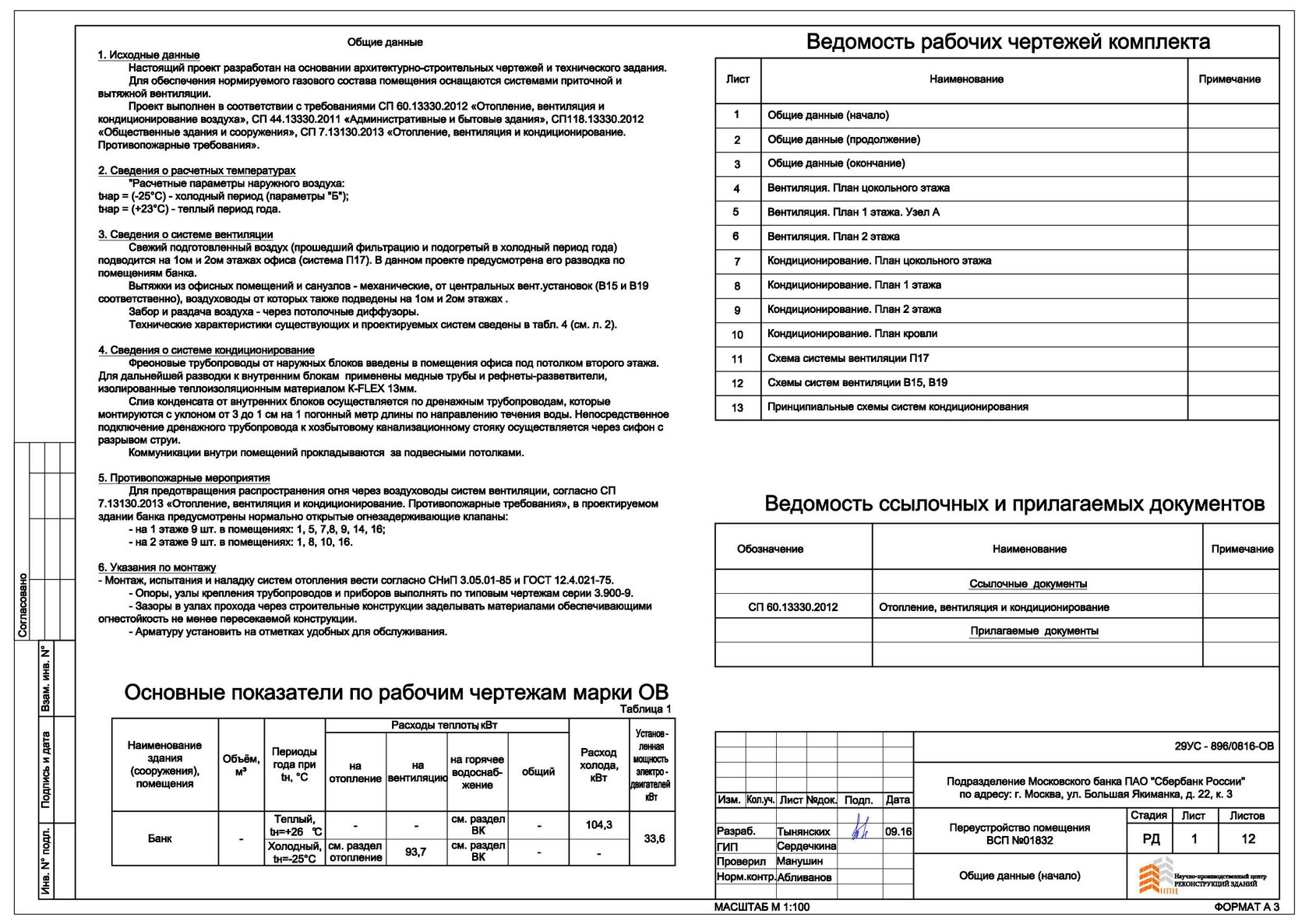 Общие указания. Лист Общие данные. Общие данные проекта. Общие данные по вентиляции.