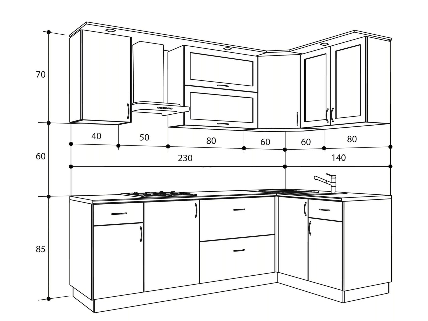 размер кухни нижних шкафов кухни