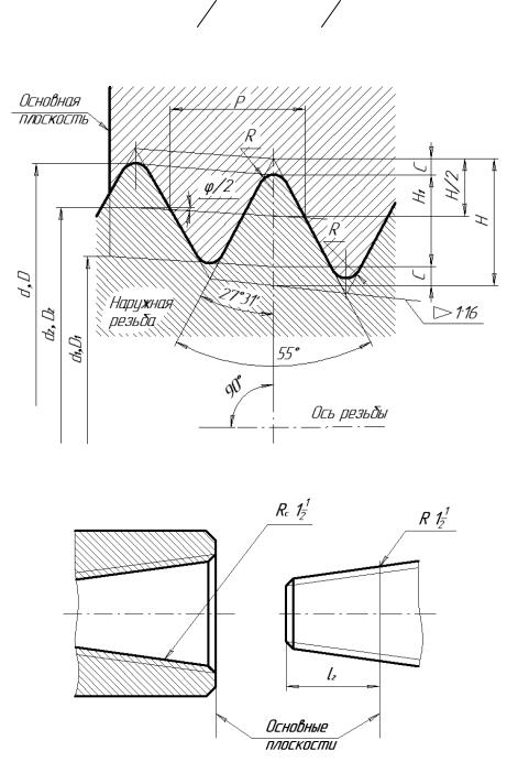 Изображение конической резьбы