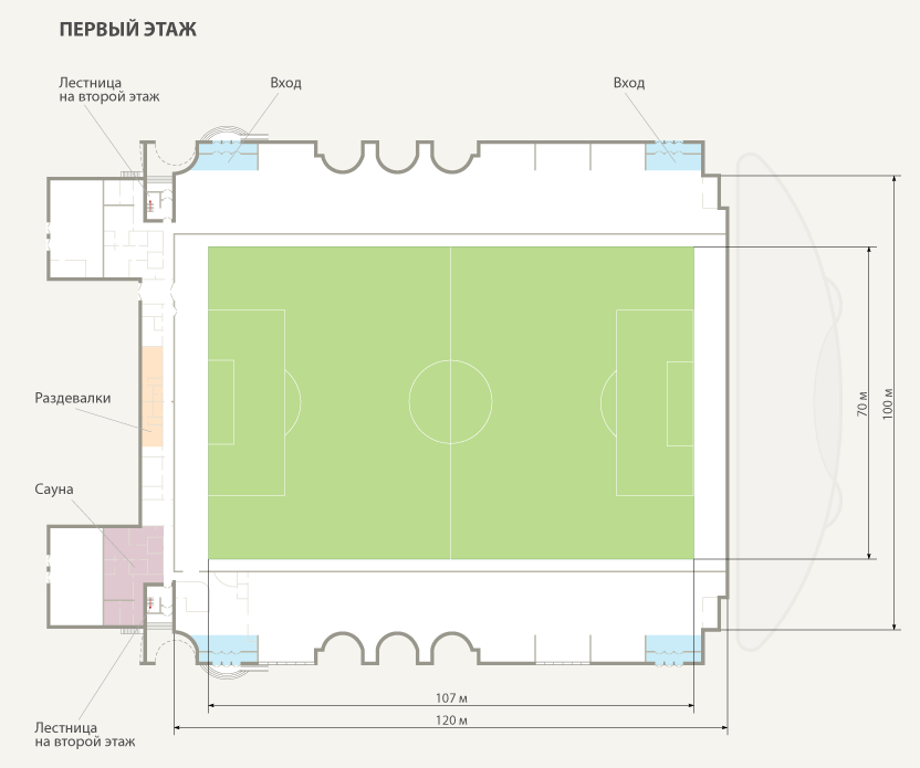 Манеж неделя интерьера. Планировка футбольного манежа. Футбольный манеж план. Габариты футбольного манежа. Манеж для мини футбола планировка.