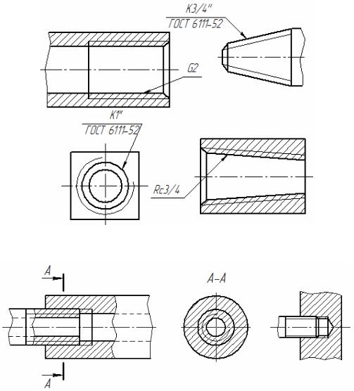 Коническая трубная резьба чертеж