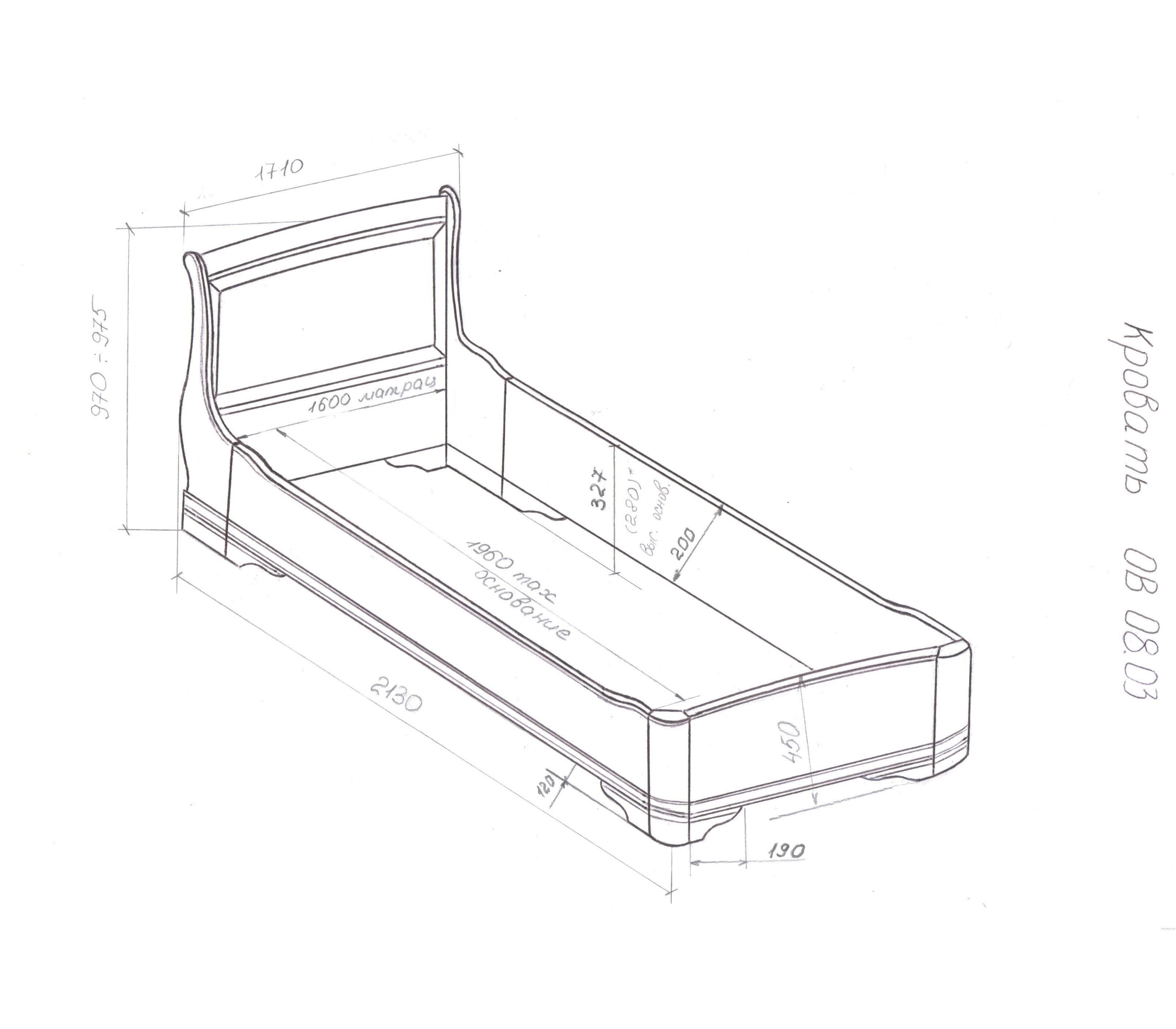 Кровать из лдсп чертеж