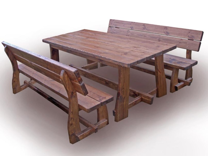 Деревянные столы с лавками для беседок