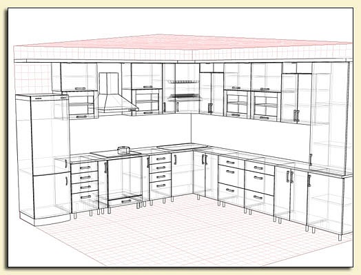 Как рисовать чертеж кухни