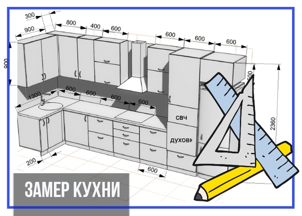 Замеры кухни схема