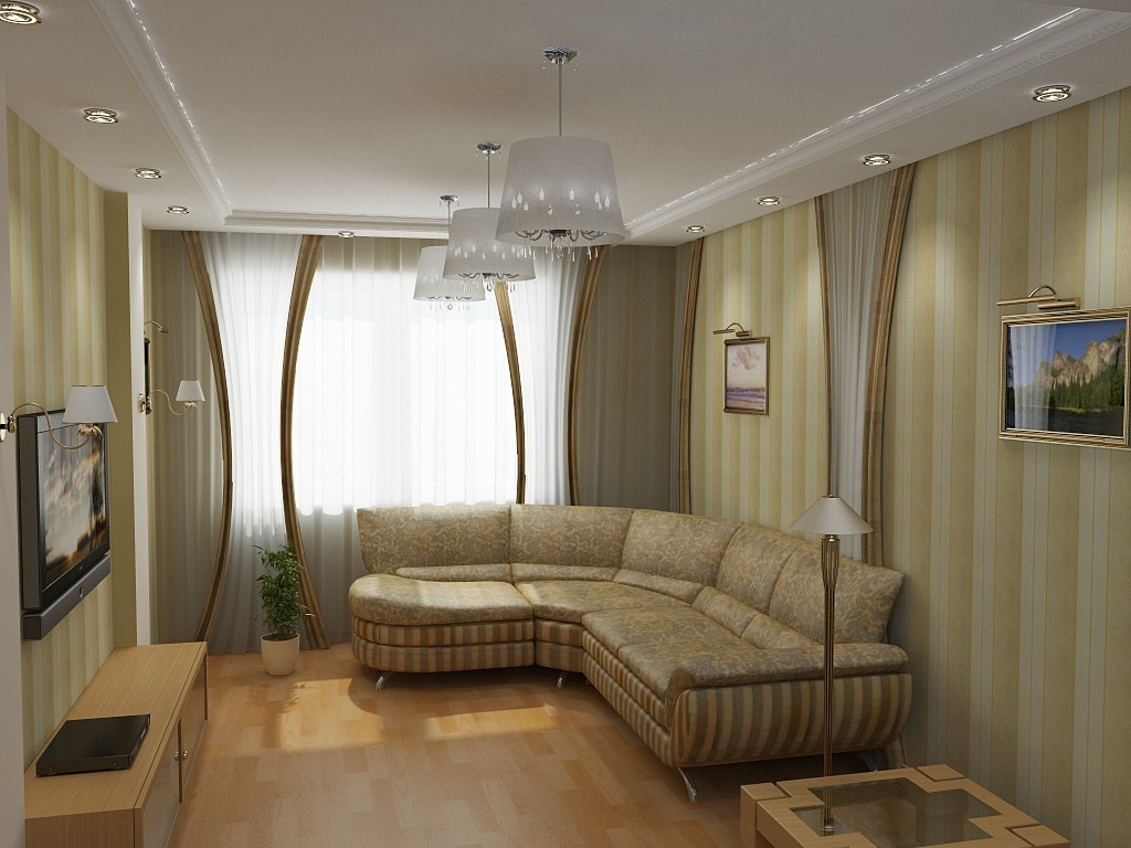 Дизайн комнаты с кожаным диваном
