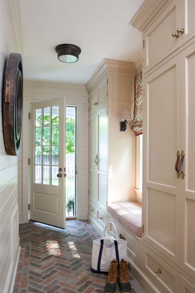 Simple white mudroom