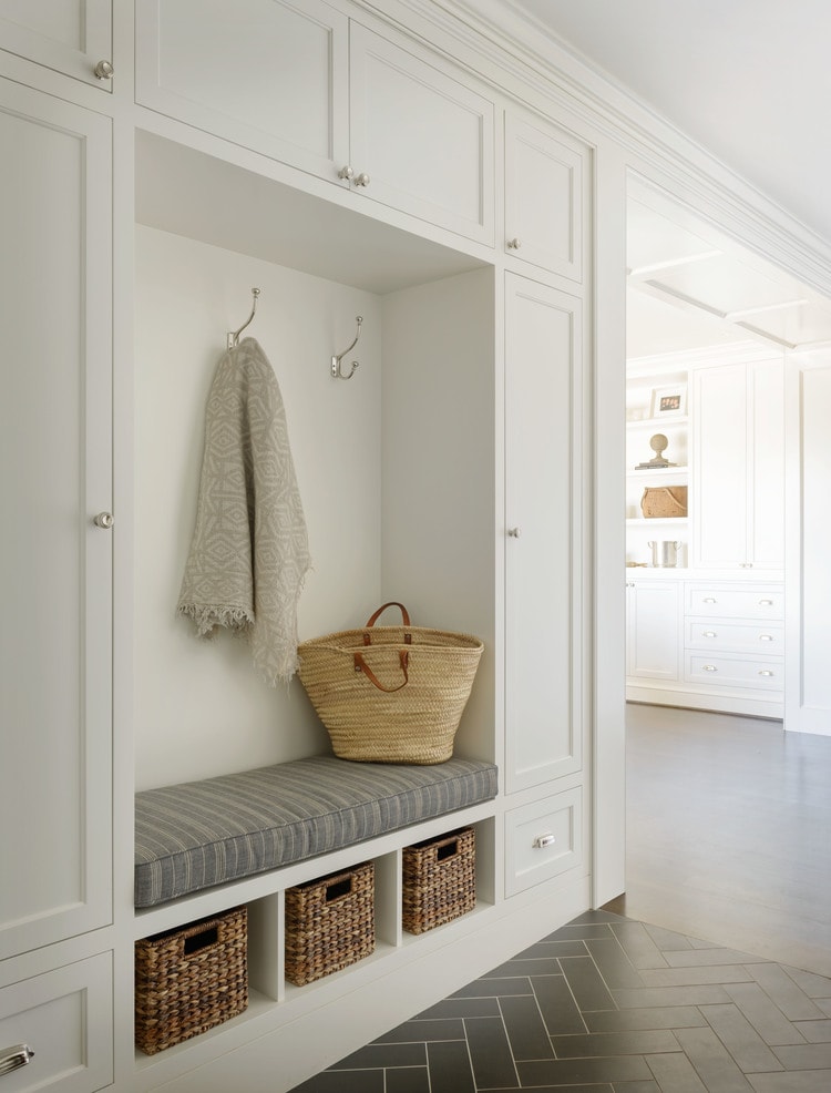 Simple white mudroom