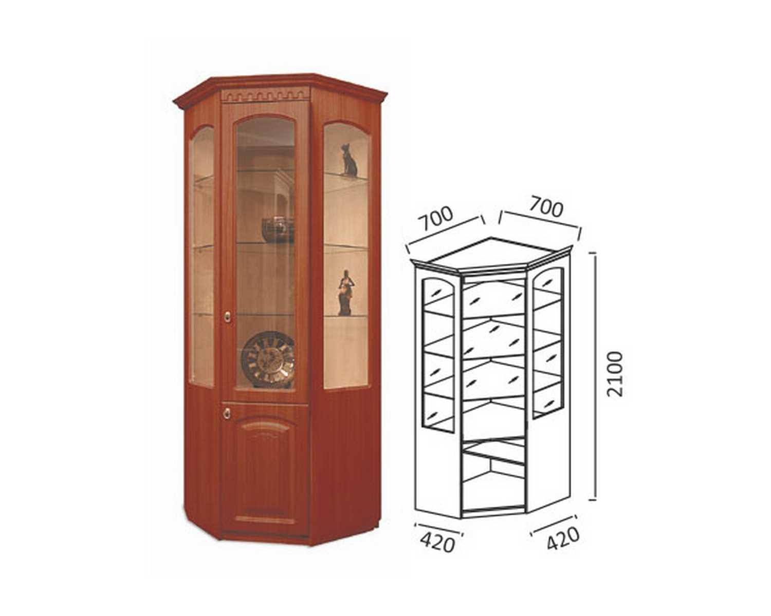 Витрина-2 шкаф МЦН угловой Марибель