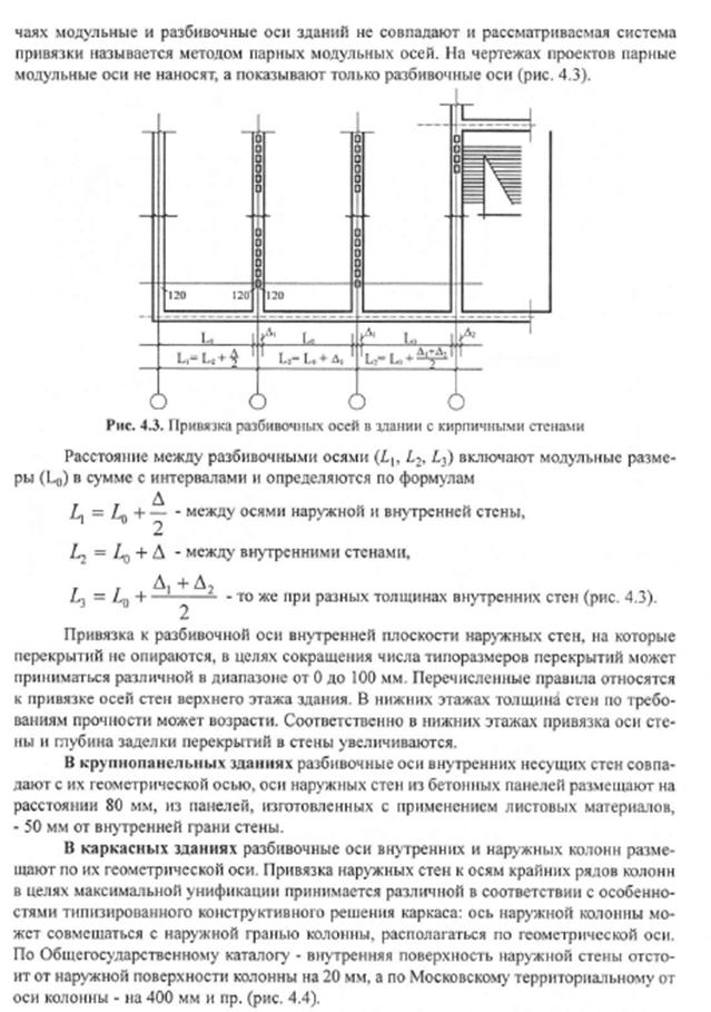 Оси стен. Привязка конструкций зданий к разбивочным осям.. Модульные разбивочные оси, привязка конструкций к осям. Модульные разбивочные оси колонн. Модульная привязка стен к осям.